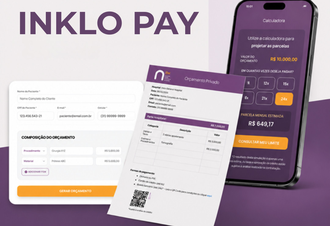 Inklo Pay: geração de orçamento, documento de orçamento e simulação de parcelas em até 24x no boleto